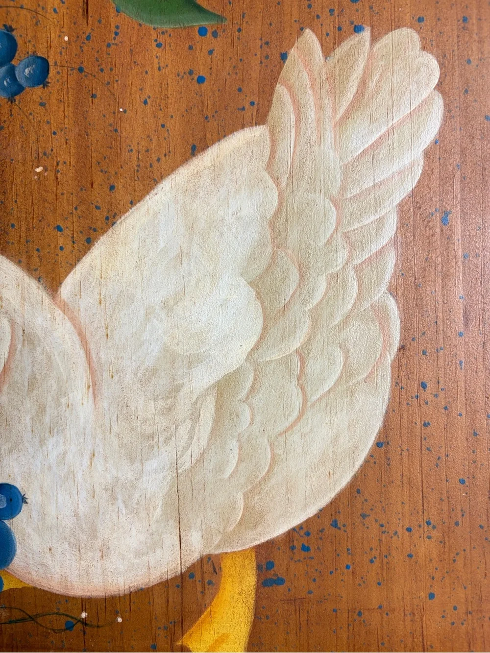 Vintage Cottagecore Hand Painted Wood Goose Wall Decor Floral Folk Art Plaque